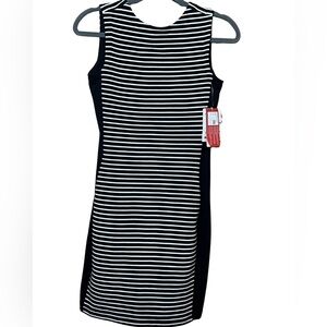 Athleta Mala Stripe Dress XXS NWT | Black‎ White Fitted Tank Travel Casual